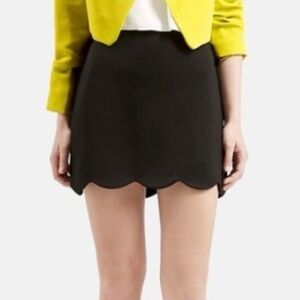 TOPSHOP Black Scalloped Hem Mini Skirt Size 6